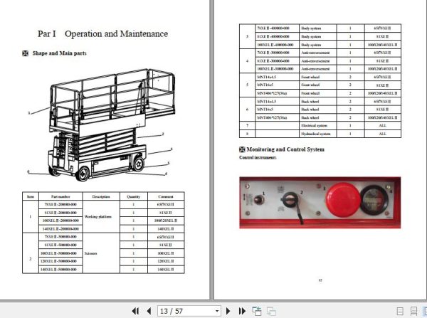 Hangcha Scissor Lift 65XE II to 140XEL II Operators Manual Parts Catalog 2016 1