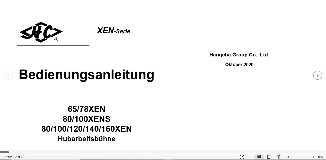 Hangcha Scissor Lift 65XEN to 160XEN User Manual 2020 DE 1
