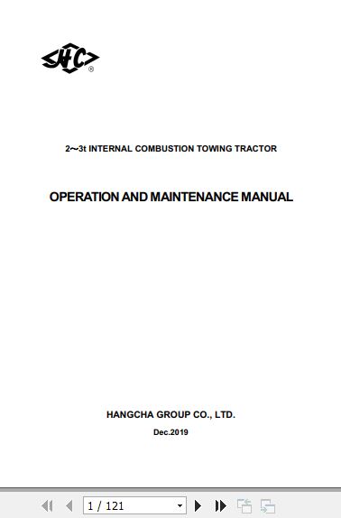 Hangcha Towing Tractor QC20 JG15 12 to QCD30 JH8 Operation Maintenance Manual 2019 1