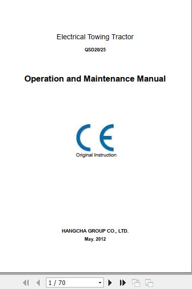 Hangcha Towing Tractor QSD20 QSD25 Operation Maintenance Manual 2012 1