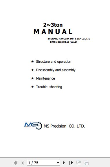 Hangcha Transmission 2t 3t KAPEC Operation Maintenance Manual 2012 1