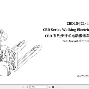 Hangcha Walking Electric CBD15 JC1 I Parts Manual 1