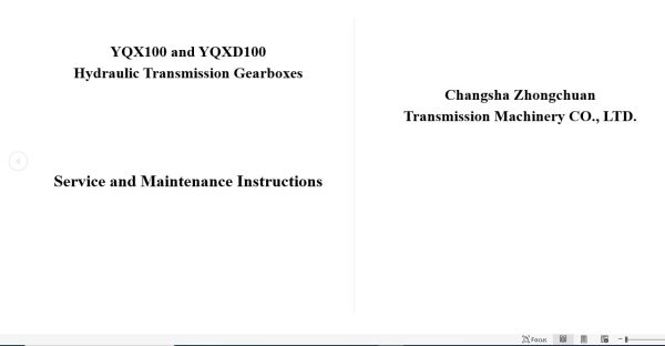 Hangcha YQX100 YQXD100 Transmission Service and Maintenance Instructions 1