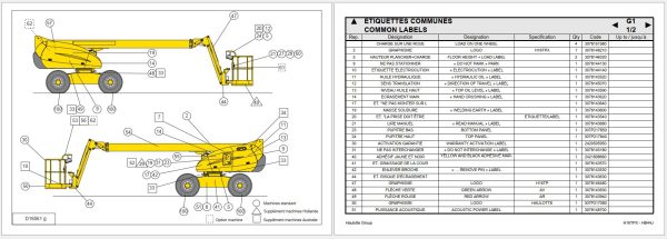 Haulotte Articulating Boom Lifts H16TPX HB44J Parts Catalog 2420334500 3