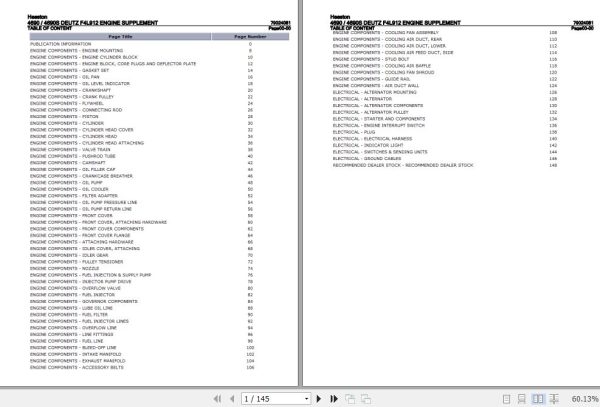 Hesston 4690 4690S Engine Supplement DEUTZ F4L912 Parts Catalog 79024081 1