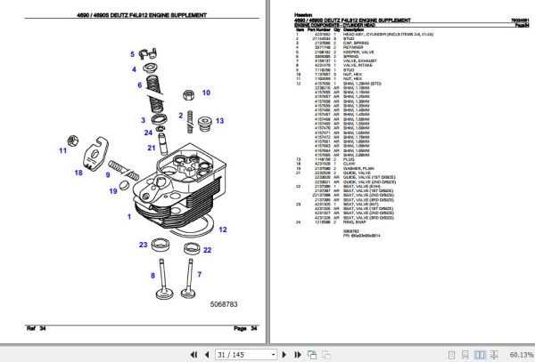 Hesston 4690 4690S Engine Supplement DEUTZ F4L912 Parts Catalog 79024081 2