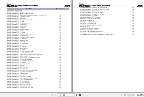 Hesston 4690 4690S Engine Supplement DEUTZ F4L914 Parts Catalog 79023596 1