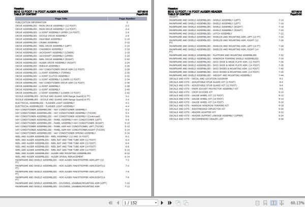 Hesston Auger Header 8010 12 Foot 14 Foot Parts Catalog 00719018 1