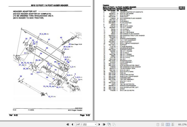 Hesston Auger Header 8010 12 Foot 14 Foot Parts Catalog 00719018 3