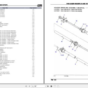 Hesston Auger Header 8100 14 Foot 16 Foot Parts Catalog 00709869 1