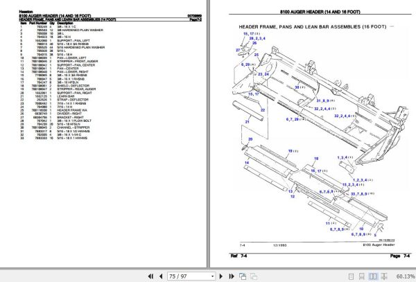Hesston Auger Header 8100 14 Foot 16 Foot Parts Catalog 00709869 3