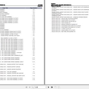 Hesston Auger Header 8200 Parts Catalog 00707668 1