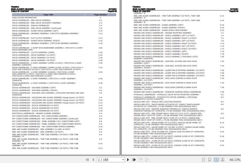 Hesston Auger Header 9020 PartsCatalog 00727649 1