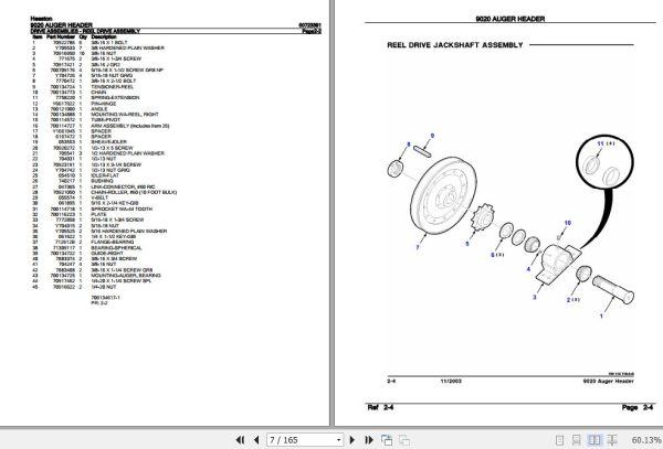 Hesston Auger Header 9020 PartsCatalog 00727649 2