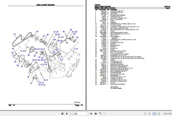 Hesston Auger Header 9025 Parts Catalog 00727144 2