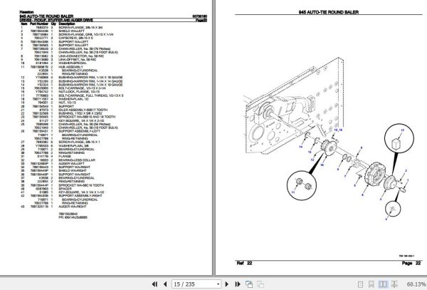 Hesston Auto Tie Round Baler 945 Parts Catalog 00730180 2