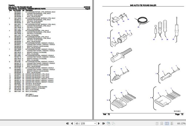 Hesston Auto Tie Round Baler 945 Parts Catalog 00730180 3