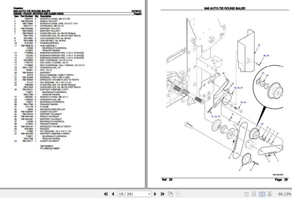 Hesston Auto Tie Round Baler 946 Parts Catalog 00730181 2