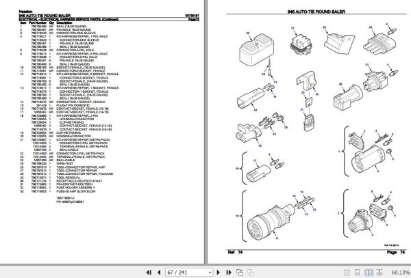 Hesston Auto Tie Round Baler 946 Parts Catalog 00730181 3