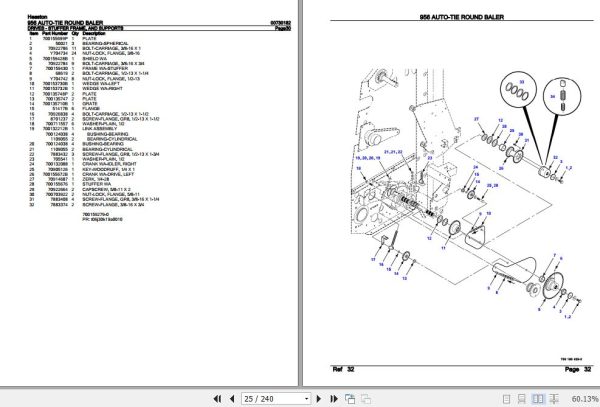 Hesston Auto Tie Round Baler 956 Parts Catalog 00730182 2