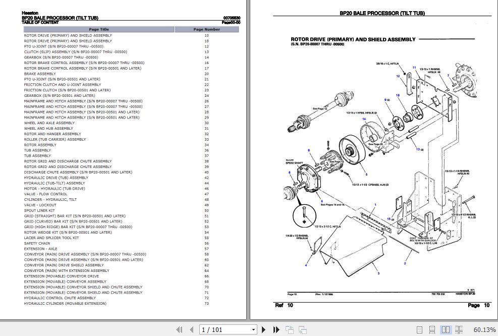 Hesston Bale Processor BP20 Parts Catalog 00705530 1