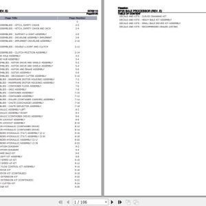 Hesston Bale Processor BP25 Parts Catalog 00709110 1