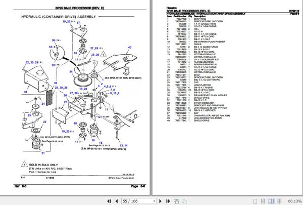 Hesston Bale Processor BP25 Parts Catalog 00709110 2