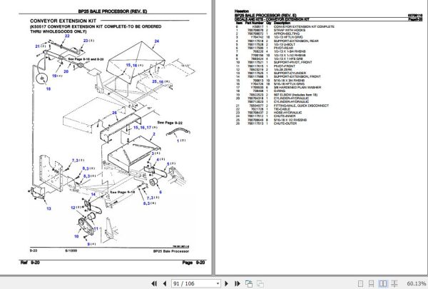 Hesston Bale Processor BP25 Parts Catalog 00709110 3