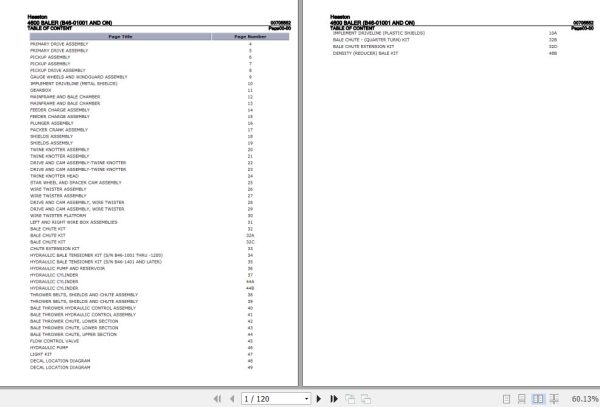 Hesston Baler 4600 Parts Catalog 00705552 1