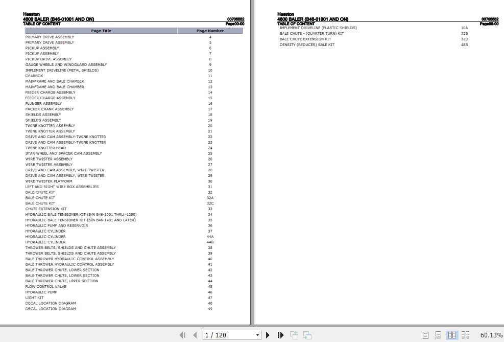 Hesston Baler 4600 Parts Catalog 00705552 1