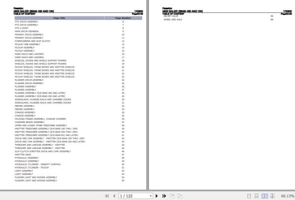 Hesston Baler 4800 Parts Catalog 1700830 1