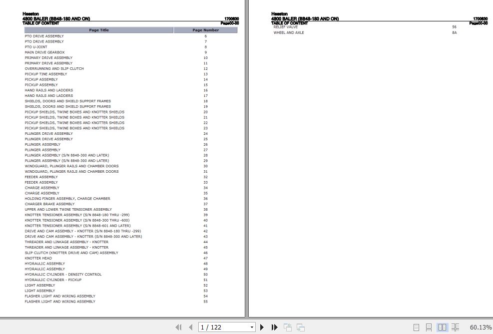 Hesston Baler 4800 Parts Catalog 1700830 1