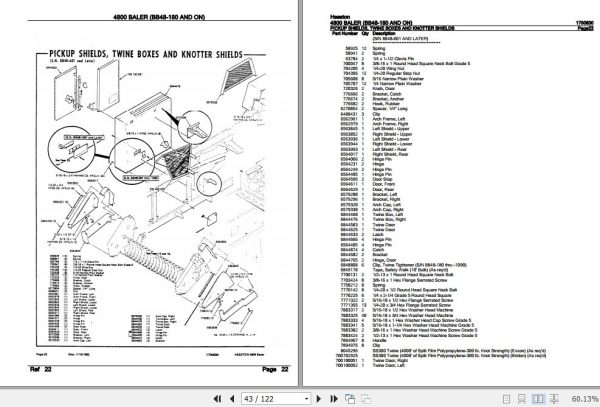Hesston Baler 4800 Parts Catalog 1700830 3