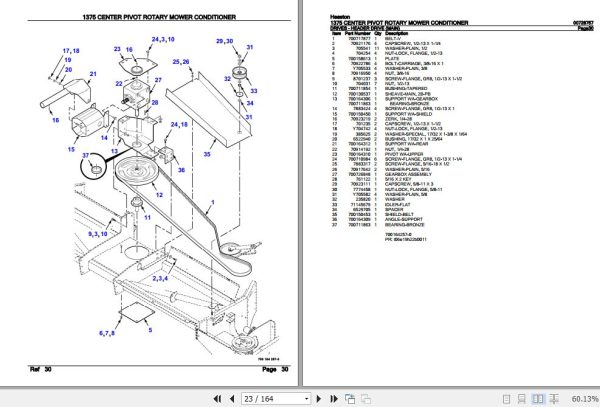 Hesston Center Pivot Rotary Mower Conditioner 1375 Parts Catalog 00728757 2