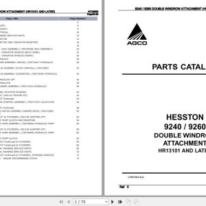 Hesston Double Windrow Attachment 9240 9260 Parts Catalog 00728390 1