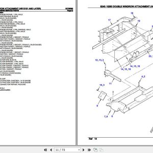 Hesston Double Windrow Attachment 9240 9260 Parts Catalog 00728390 2