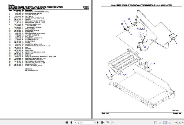 Hesston Double Windrow Attachment 9240 9260 Parts Catalog 00728390 3