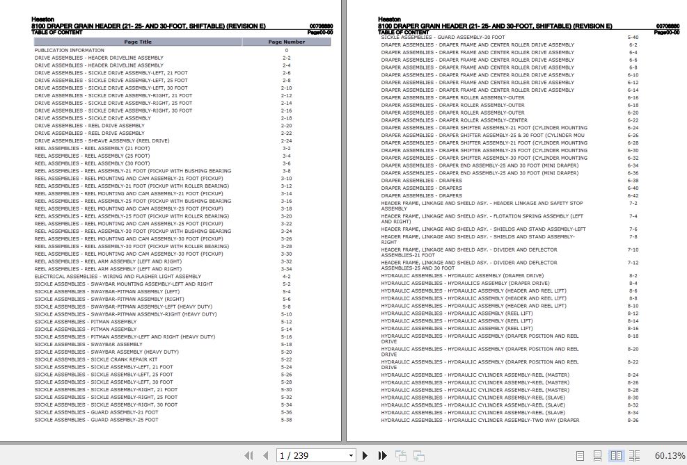 Hesston Draper Grain Header 8100 Parts Catalog 00708880 1