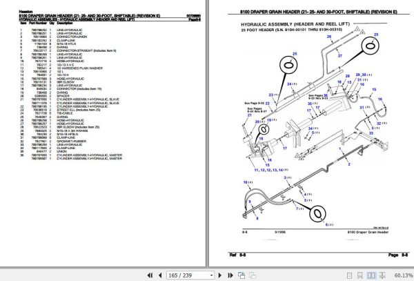 Hesston Draper Grain Header 8100 Parts Catalog 00708880 2