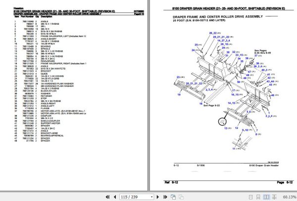 Hesston Draper Grain Header 8100 Parts Catalog 00708880 3