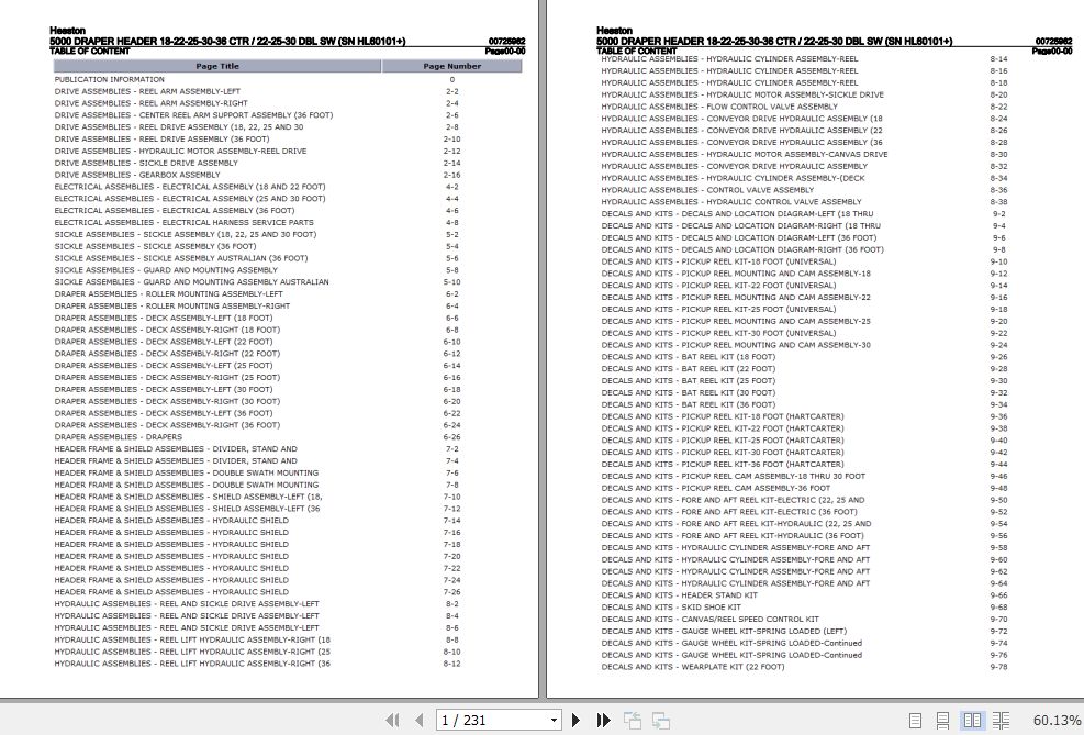Hesston Draper Header 5000 Parts Catalog 00725962 1