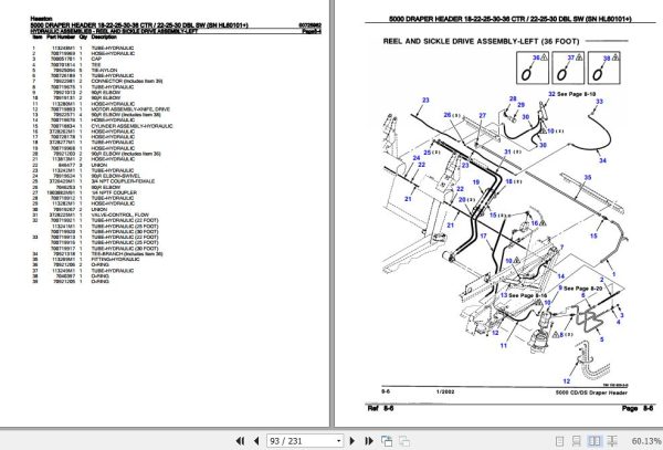 Hesston Draper Header 5000 Parts Catalog 00725962 2