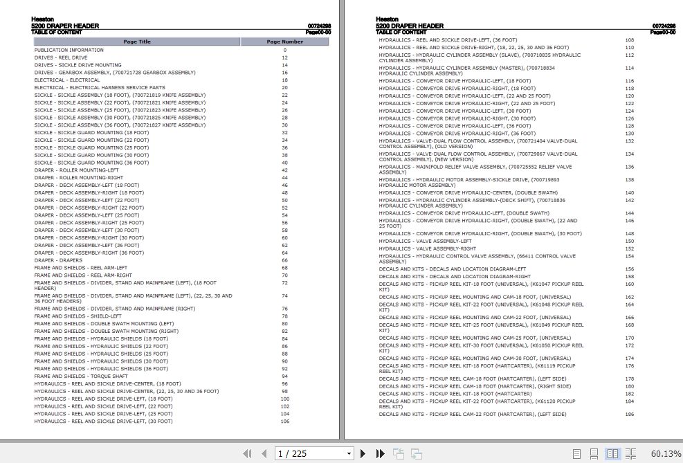Hesston Draper Header 5200 Parts Catalog 00724298 1