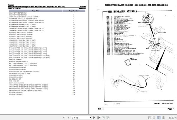 Hesston Draper Header 6450 Parts Catalog 00701082 1