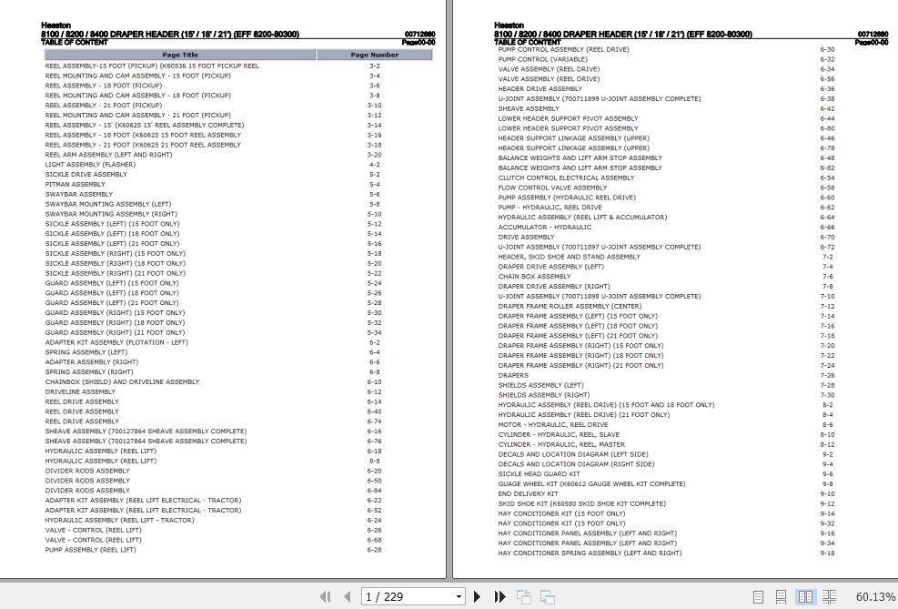 Hesston Draper Header 8100 8200 8400 Parts Catalog 00712680 1