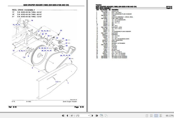 Hesston Draper Header 8200 Parts Catalog 00710143 2