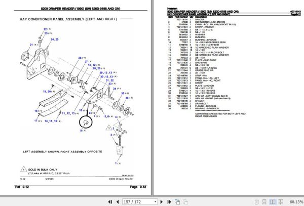 Hesston Draper Header 8200 Parts Catalog 00710143 3