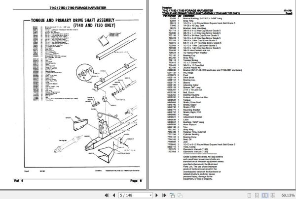 Hesston Forage Harvester 7140 7150 7160 Parts Catalog 1714781 2