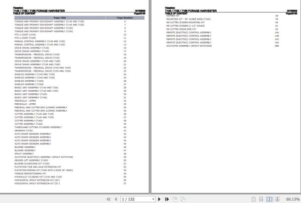 Hesston Forage Harvester 7145 7155 7165 Parts Catalog 00705508 1
