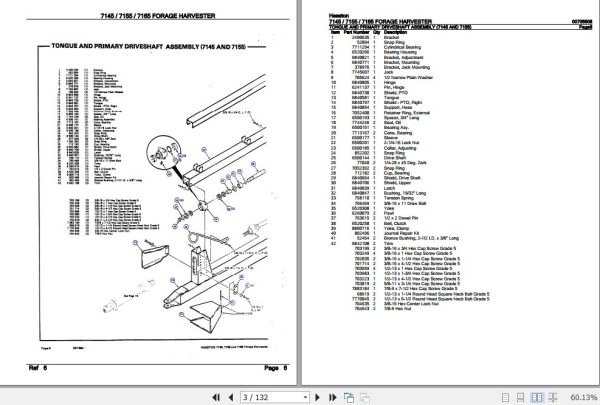 Hesston Forage Harvester 7145 7155 7165 Parts Catalog 00705508 2